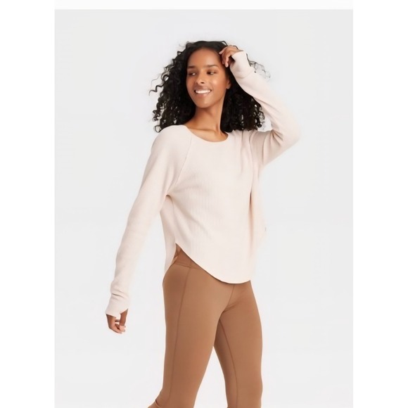 JoyLab Women's Top Size Large Waffle Long Sleeve Loose Fit Beige Size XL NWT - Picture 3 of 10